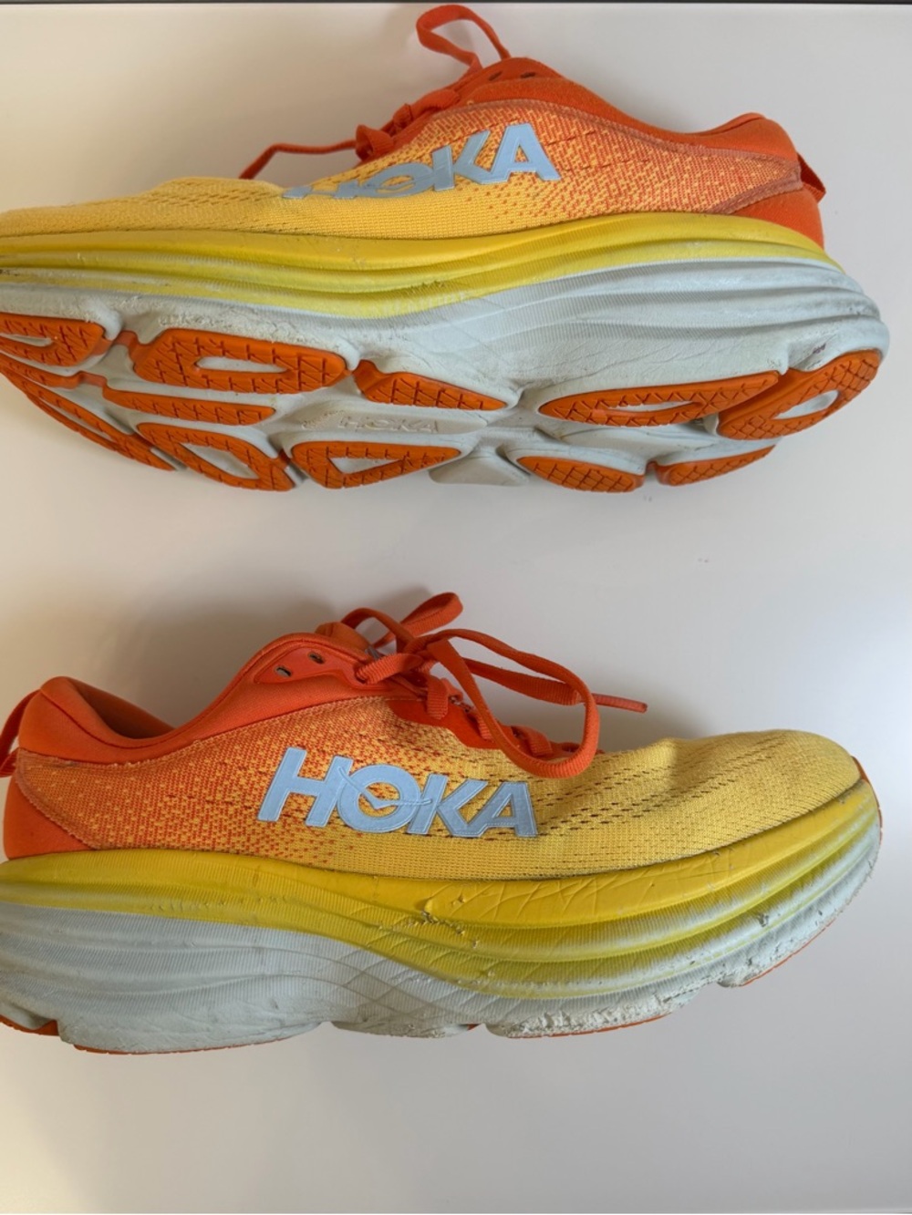 HOKA Bondi 8 Orange & Yellow Gradient Running Sneakers Size 8D